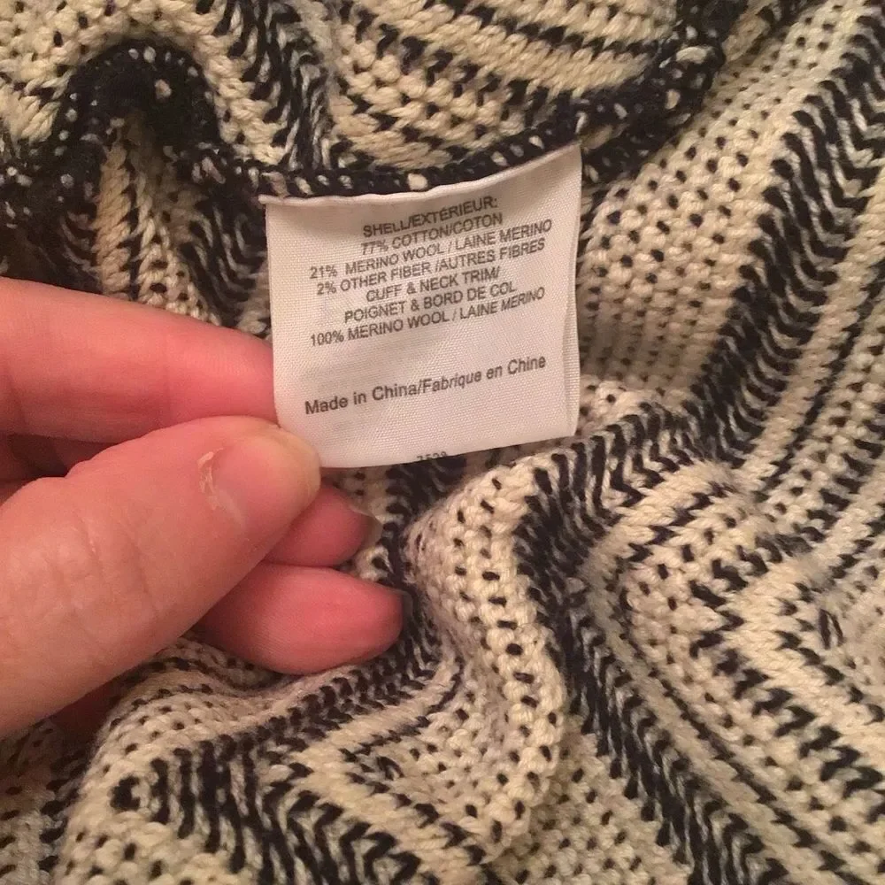 Tory Burch “Vivienne” Chevron Wool Blend Sweater